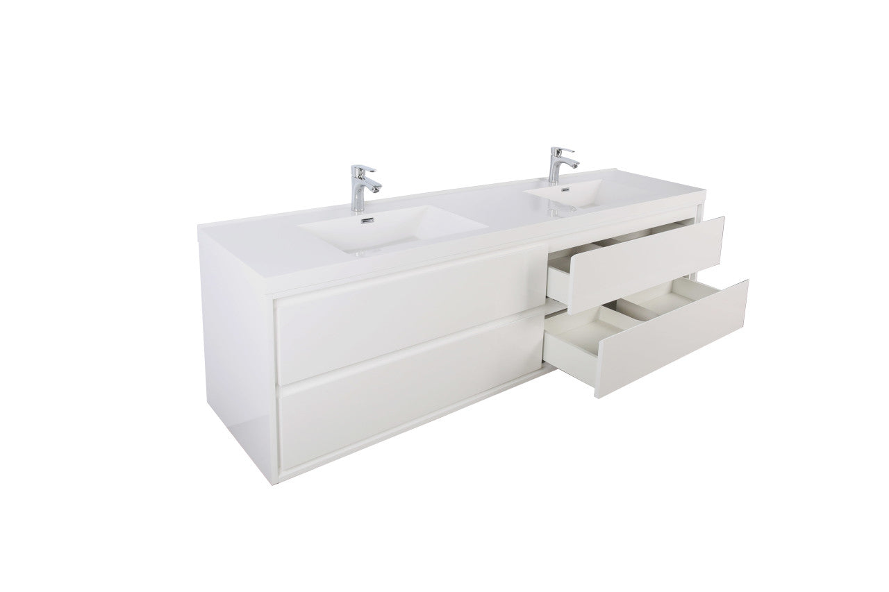 MOM8 84" Wall Mounted Modern Vanity - Double Sink (One Piece)
