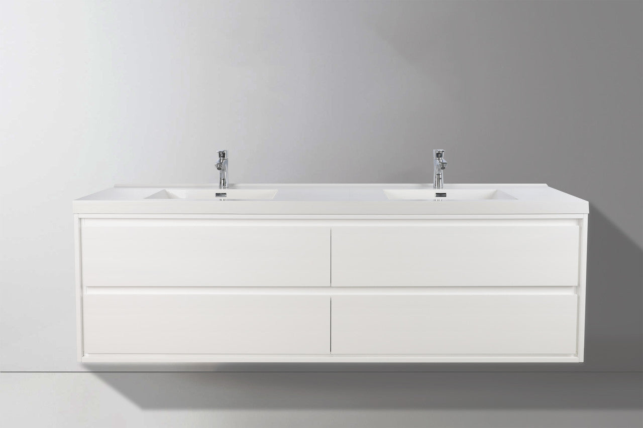 MOM8 84" Wall Mounted Modern Vanity - Double Sink (One Piece)
