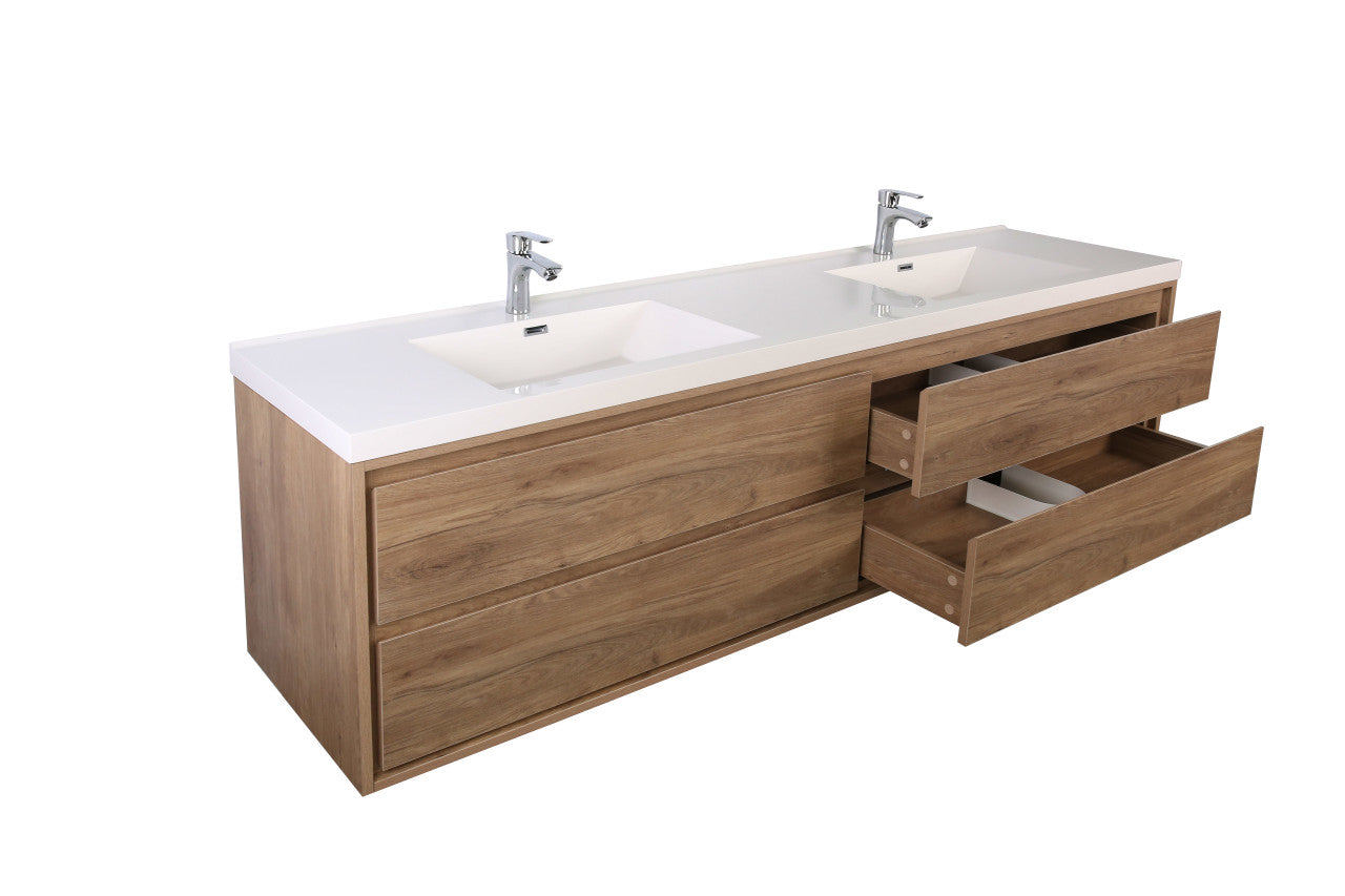 MOM8 84" Wall Mounted Modern Vanity - Double Sink (One Piece)