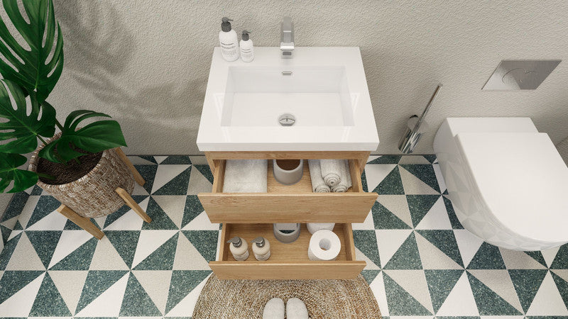 MOB 24" Wall Mounted Modern Bathroom Vanity with Reinforced Acrylic Sink