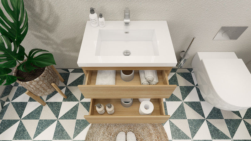 MOB 30" Wall Mounted Modern Bathroom Vanity with Reinforced Acrylic Sink