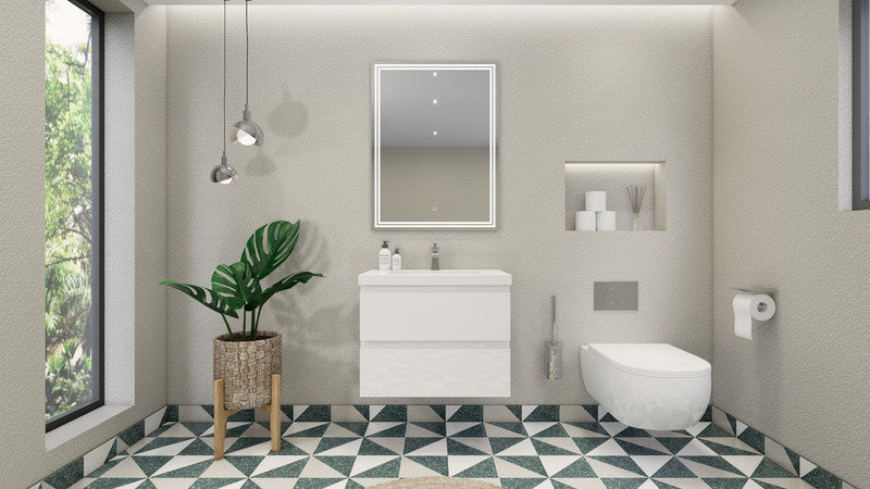 MOB 30" Wall Mounted Modern Bathroom Vanity with Reinforced Acrylic Sink