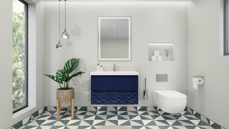 MOB 36" Wall Mounted Modern Bathroom Vanity with Reinforced Acrylic Sink