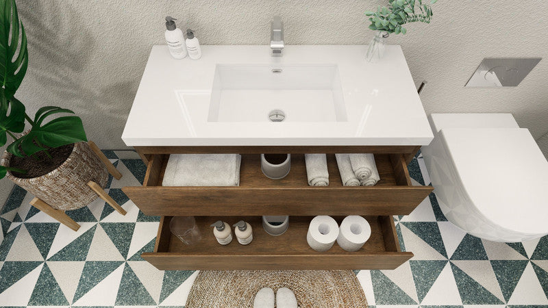 MOB 42" Wall Mounted Modern Bathroom Vanity with Reinforced Acrylic Sink