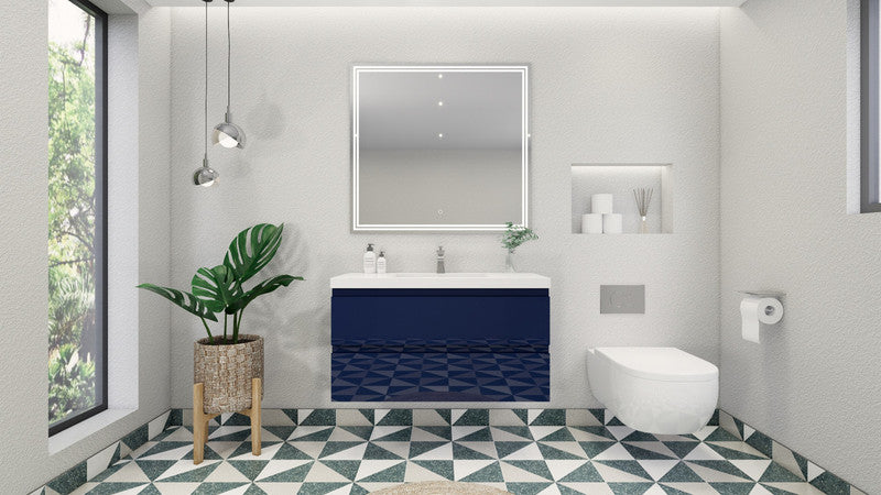 MOB 42" Wall Mounted Modern Bathroom Vanity with Reinforced Acrylic Sink