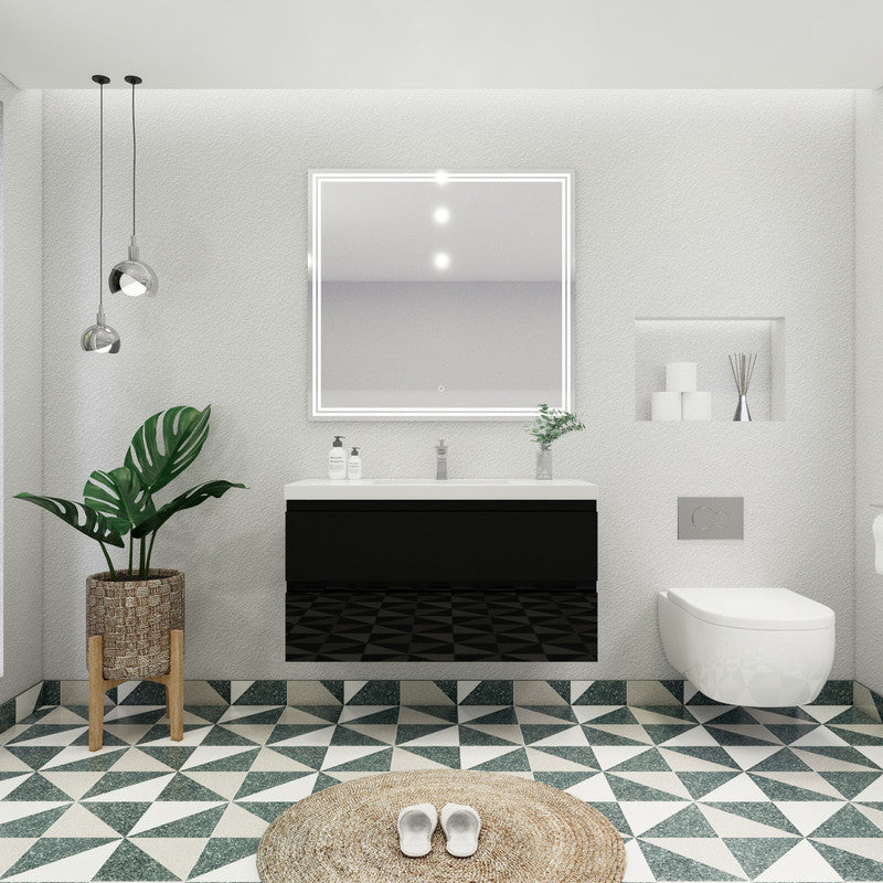 MOB 42" Wall Mounted Modern Bathroom Vanity with Reinforced Acrylic Sink