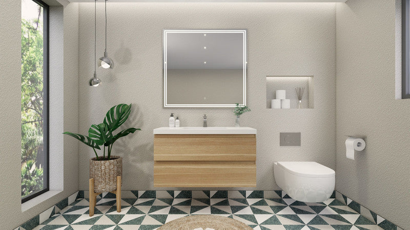 MOB 42" Wall Mounted Modern Bathroom Vanity with Reinforced Acrylic Sink