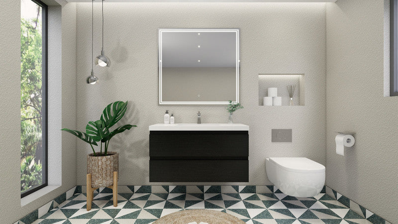 MOB 42" Wall Mounted Modern Bathroom Vanity with Reinforced Acrylic Sink