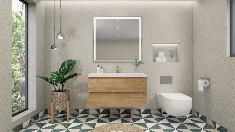 MOB 42" Wall Mounted Modern Bathroom Vanity with Reinforced Acrylic Sink