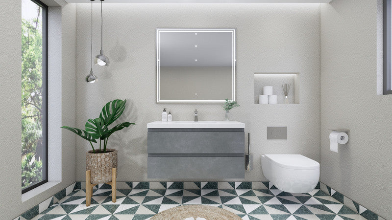 MOB 42" Wall Mounted Modern Bathroom Vanity with Reinforced Acrylic Sink