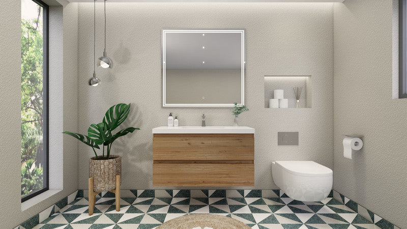 MOB 42" Wall Mounted Modern Bathroom Vanity with Reinforced Acrylic Sink
