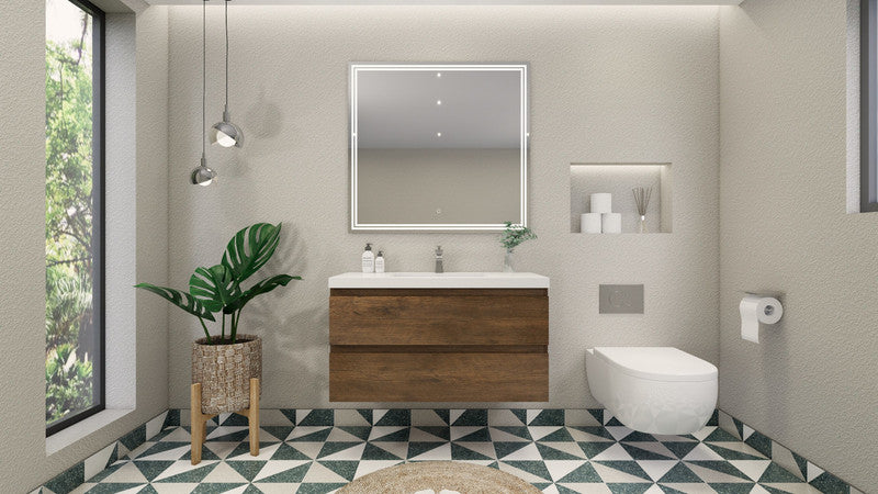 MOB 42" Wall Mounted Modern Bathroom Vanity with Reinforced Acrylic Sink