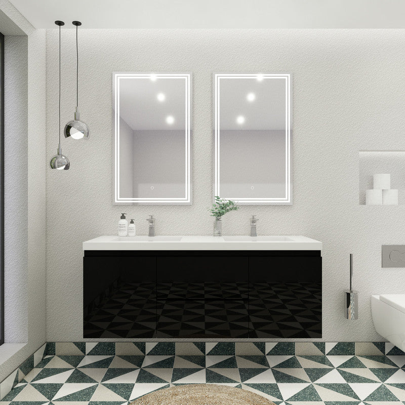 MOB 60" Wall Mounted Modern Bathroom Vanity with Reinforced Acrylic Sink (Double Sink)