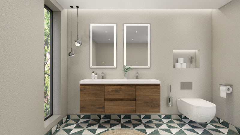 MOB 60" Wall Mounted Modern Bathroom Vanity with Reinforced Acrylic Sink (Double Sink)