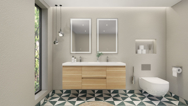 MOB 60" Wall Mounted Modern Bathroom Vanity with Reinforced Acrylic Sink (Double Sink)