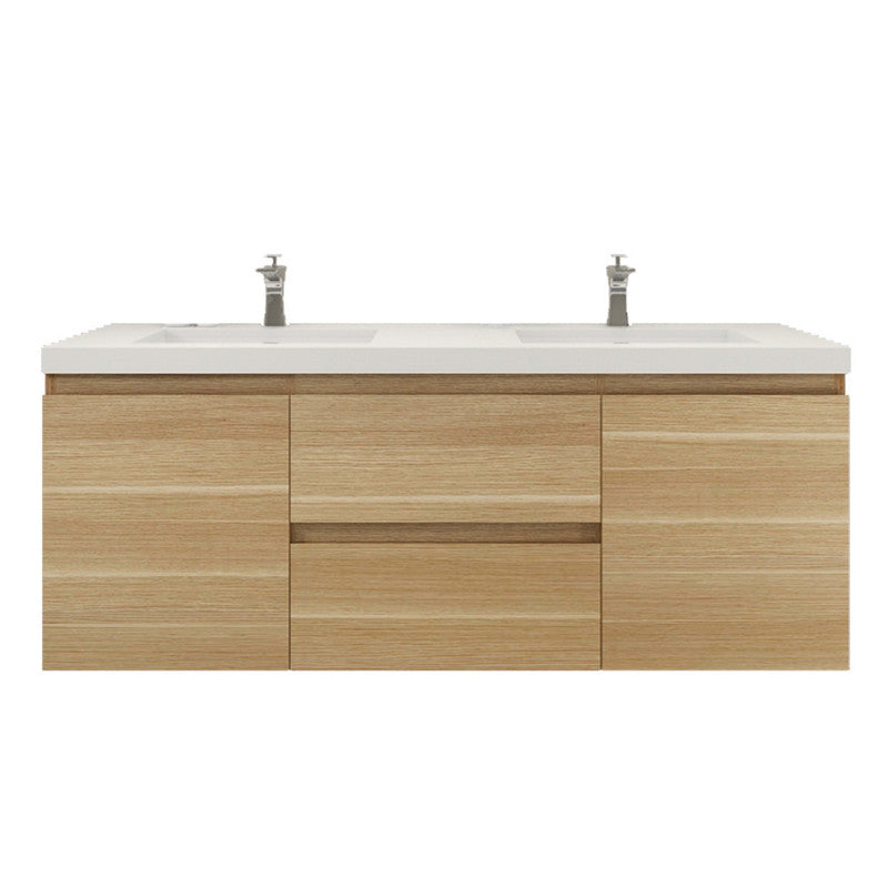 MOB 60" Wall Mounted Modern Bathroom Vanity with Reinforced Acrylic Sink (Double Sink)