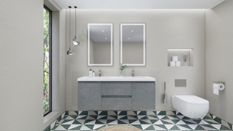 MOB 60" Wall Mounted Modern Bathroom Vanity with Reinforced Acrylic Sink (Double Sink)