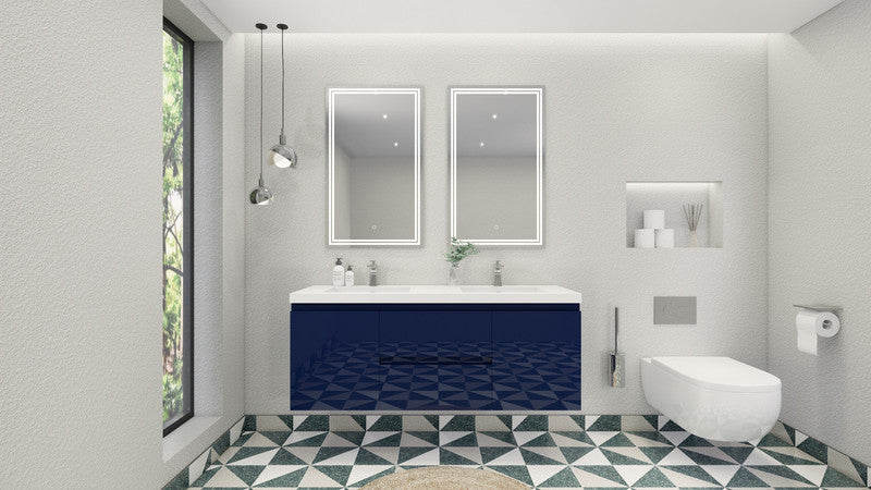 MOB 60" Wall Mounted Modern Bathroom Vanity with Reinforced Acrylic Sink (Double Sink)