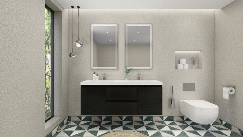 MOB 60" Wall Mounted Modern Bathroom Vanity with Reinforced Acrylic Sink (Double Sink)