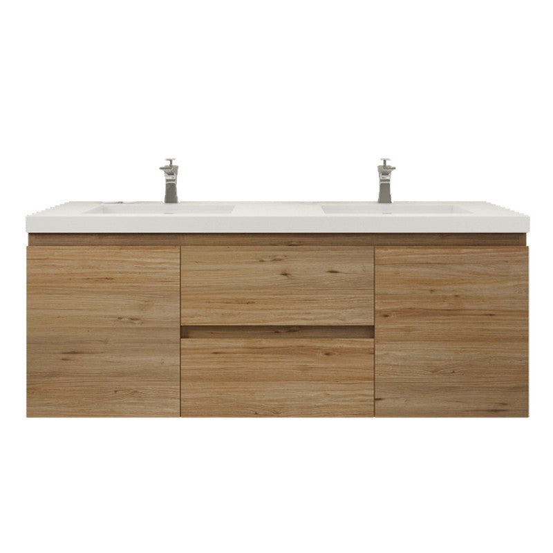 MOB 60" Wall Mounted Modern Bathroom Vanity with Reinforced Acrylic Sink (Double Sink)