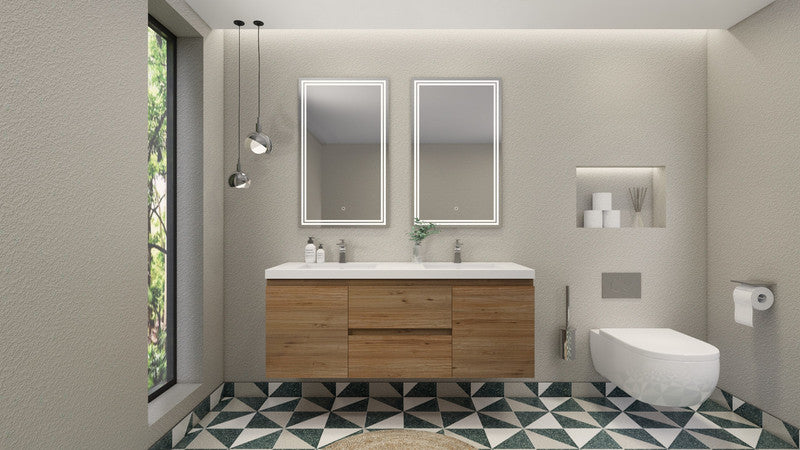 MOB 60" Wall Mounted Modern Bathroom Vanity with Reinforced Acrylic Sink (Double Sink)