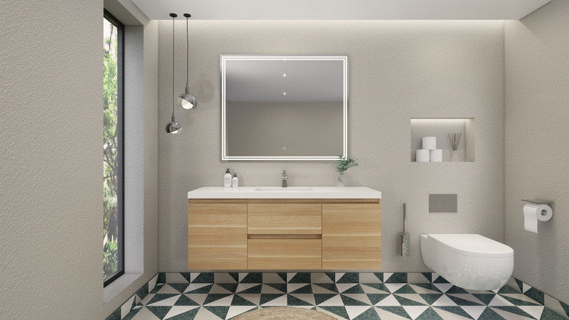 MOB 60" Wall Mounted Modern Bathroom Vanity with Reinforced Acrylic Sink (Single Sink)
