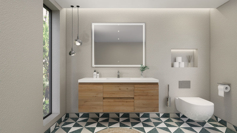 MOB 60" Wall Mounted Modern Bathroom Vanity with Reinforced Acrylic Sink (Single Sink)