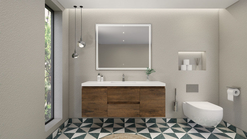 MOB 60" Wall Mounted Modern Bathroom Vanity with Reinforced Acrylic Sink (Single Sink)
