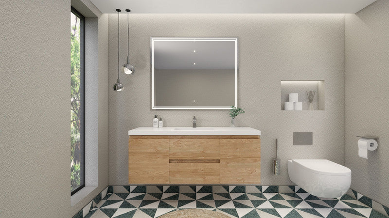 MOB 60" Wall Mounted Modern Bathroom Vanity with Reinforced Acrylic Sink (Single Sink)