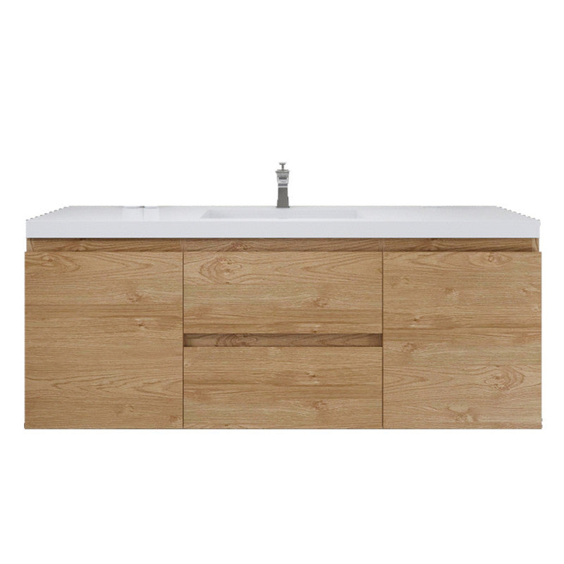 MOB 60" Wall Mounted Modern Bathroom Vanity with Reinforced Acrylic Sink (Single Sink)