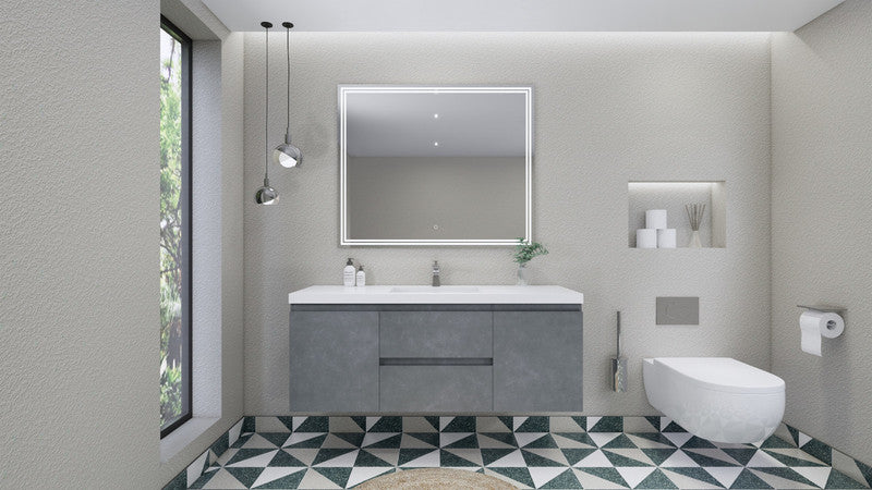 MOB 60" Wall Mounted Modern Bathroom Vanity with Reinforced Acrylic Sink (Single Sink)