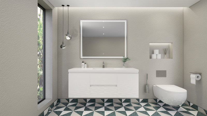 MOB 60" Wall Mounted Modern Bathroom Vanity with Reinforced Acrylic Sink (Single Sink)