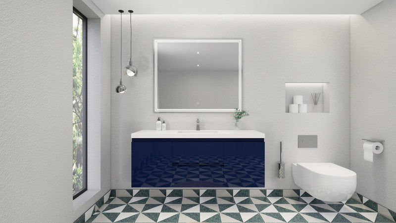 MOB 60" Wall Mounted Modern Bathroom Vanity with Reinforced Acrylic Sink (Single Sink)
