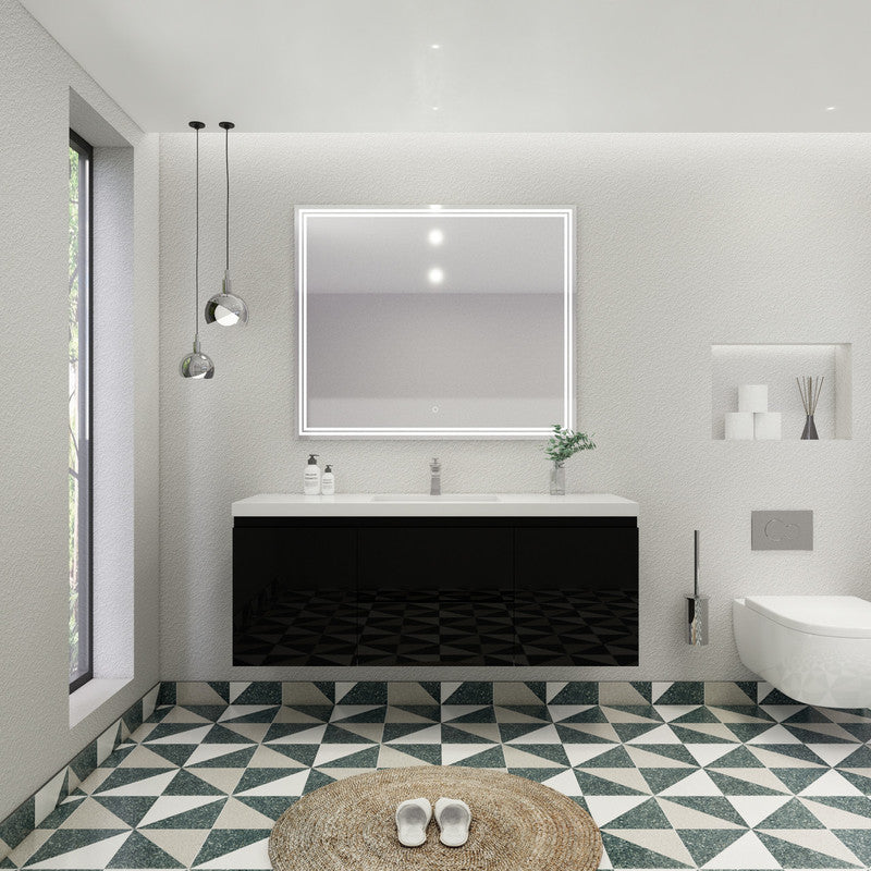 MOB 60" Wall Mounted Modern Bathroom Vanity with Reinforced Acrylic Sink (Single Sink)