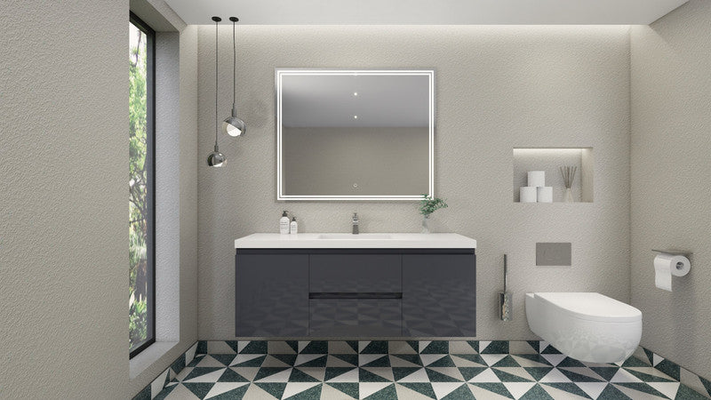 MOB 60" Wall Mounted Modern Bathroom Vanity with Reinforced Acrylic Sink (Single Sink)
