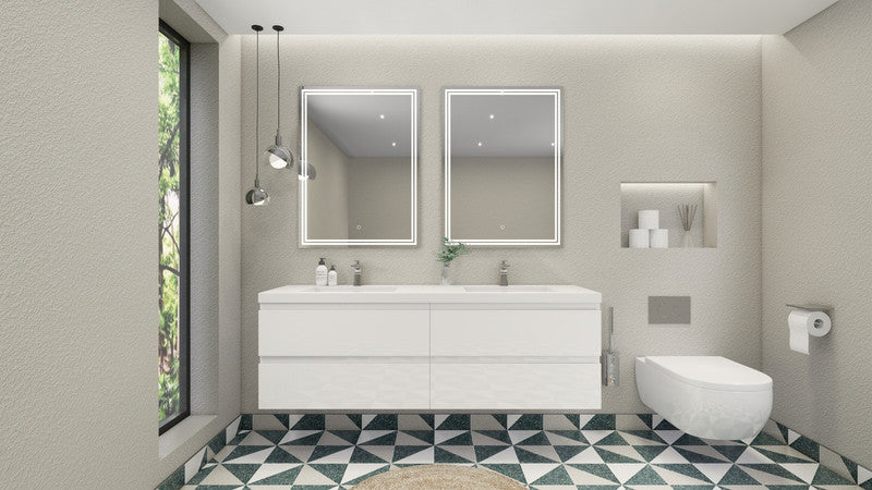 MOB 72" Wall Mounted Modern Bathroom Vanity with Reinforced Acrylic Sink (Double Sink)