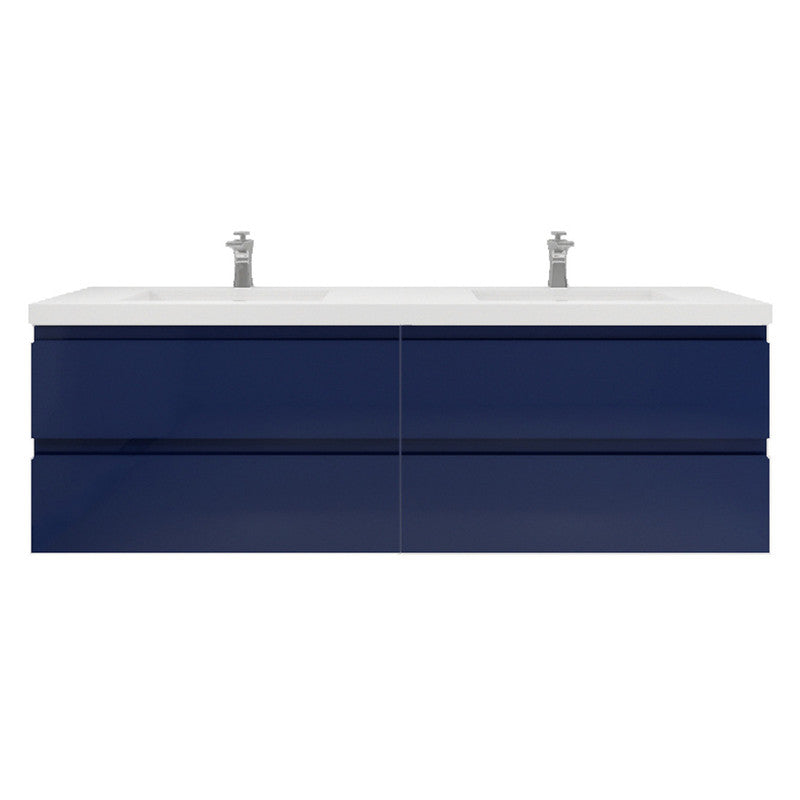 MOB 72" Wall Mounted Modern Bathroom Vanity with Reinforced Acrylic Sink (Double Sink)