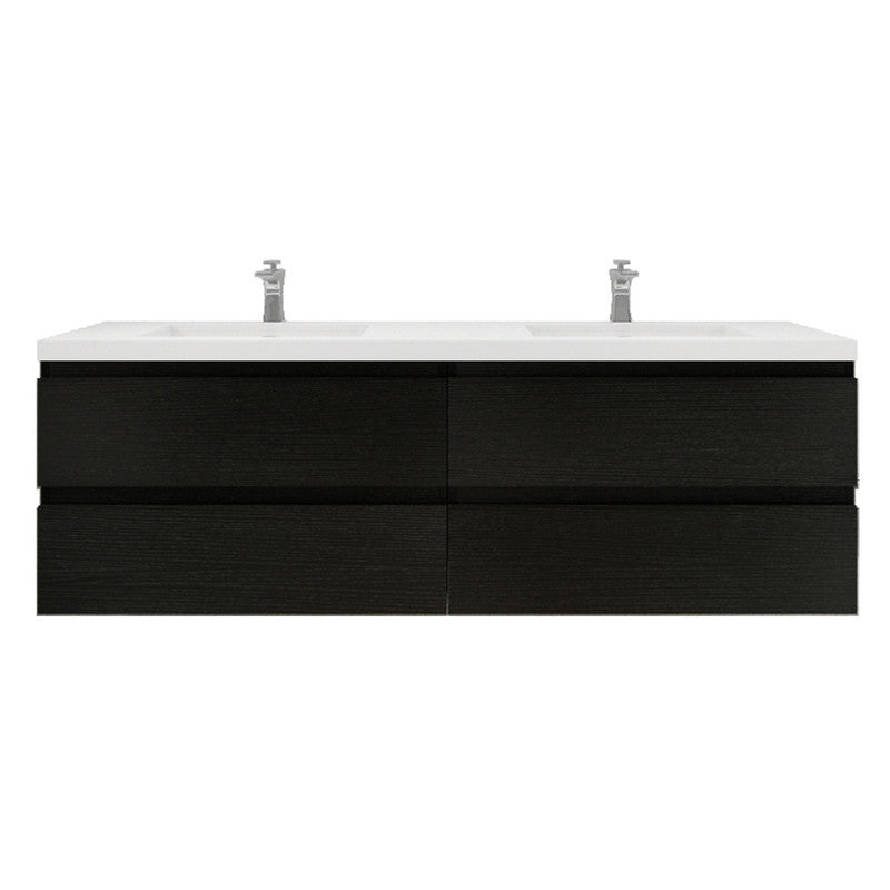 MOB 72" Wall Mounted Modern Bathroom Vanity with Reinforced Acrylic Sink (Double Sink)