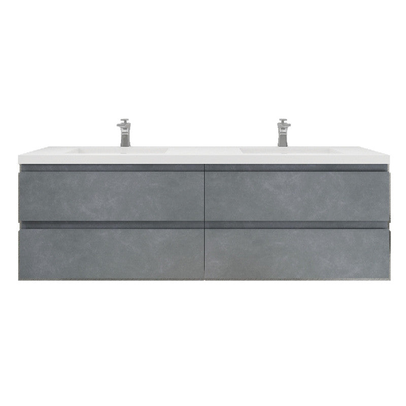 MOB 72" Wall Mounted Modern Bathroom Vanity with Reinforced Acrylic Sink (Double Sink)