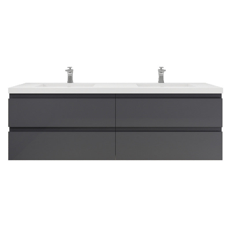 MOB 72" Wall Mounted Modern Bathroom Vanity with Reinforced Acrylic Sink (Double Sink)