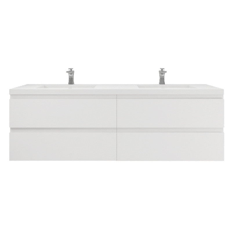 MOB 72" Wall Mounted Modern Bathroom Vanity with Reinforced Acrylic Sink (Double Sink)