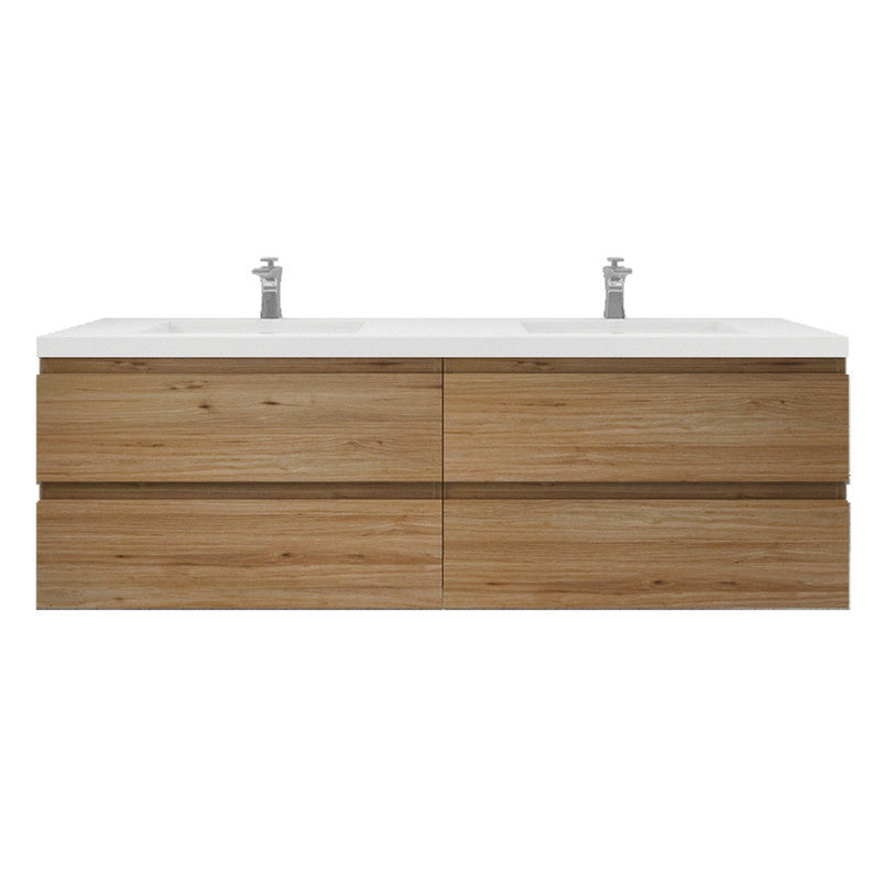 MOB 72" Wall Mounted Modern Bathroom Vanity with Reinforced Acrylic Sink (Double Sink)