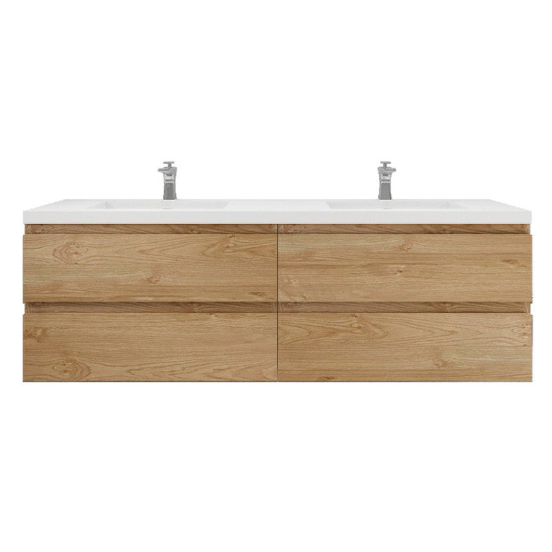 MOB 72" Wall Mounted Modern Bathroom Vanity with Reinforced Acrylic Sink (Double Sink)