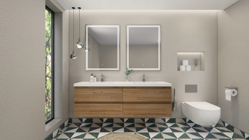 MOB 72" Wall Mounted Modern Bathroom Vanity with Reinforced Acrylic Sink (Double Sink)