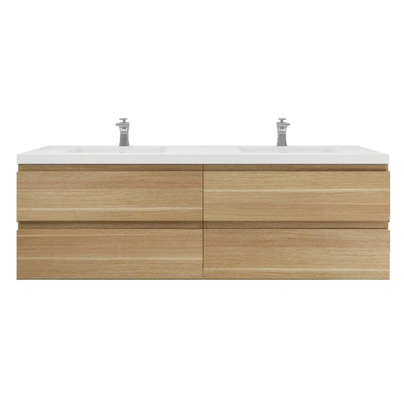 MOB 72" Wall Mounted Modern Bathroom Vanity with Reinforced Acrylic Sink (Double Sink)