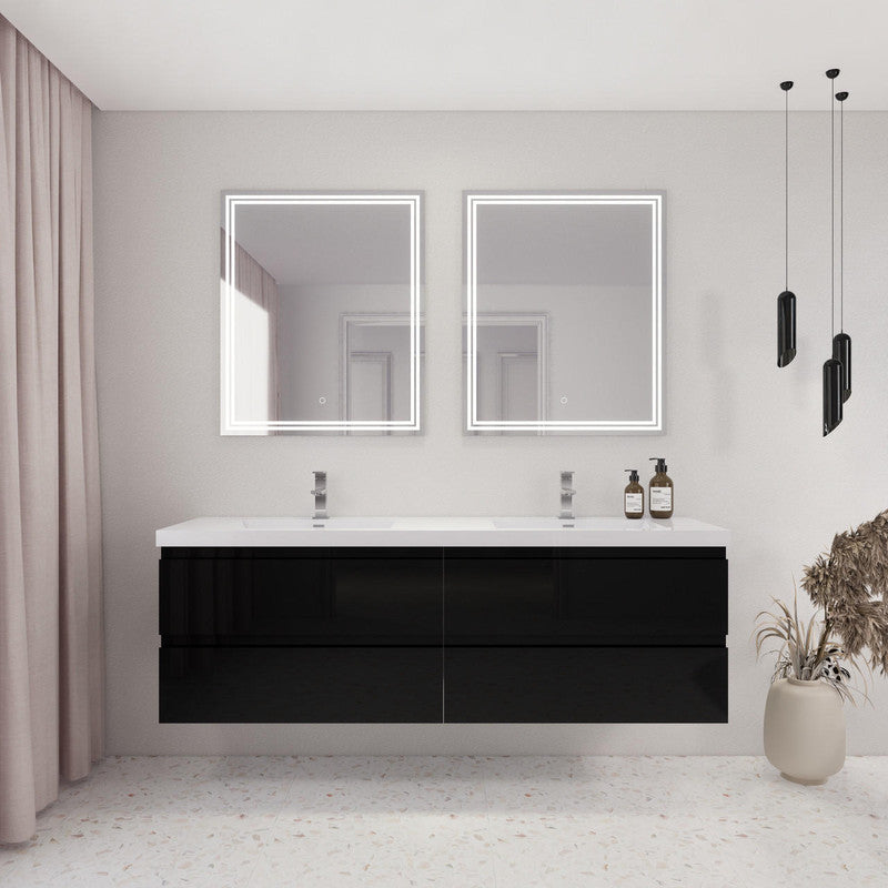 MOB 72" Wall Mounted Modern Bathroom Vanity with Reinforced Acrylic Sink (Double Sink)