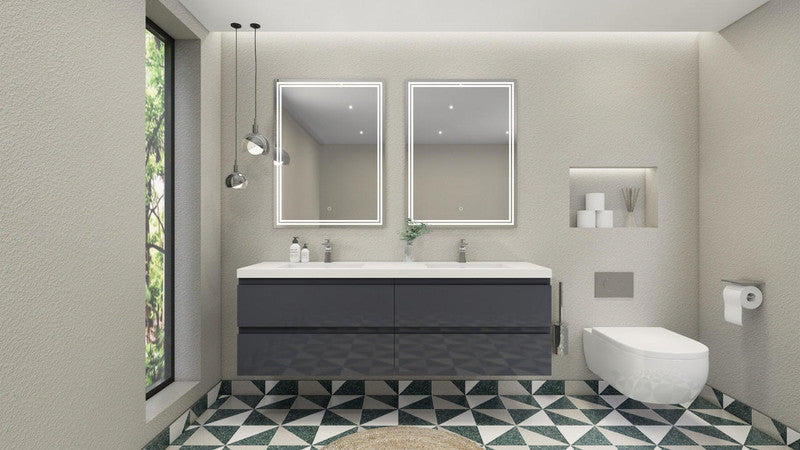 MOB 72" Wall Mounted Modern Bathroom Vanity with Reinforced Acrylic Sink (Double Sink)