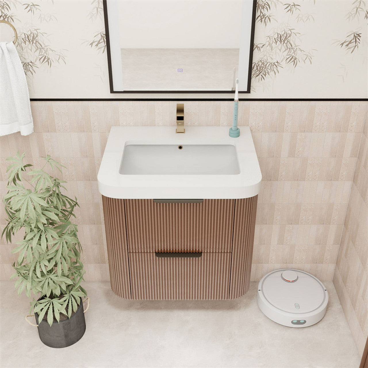 Celine 24" Fluted Floating Bathroom Vanity