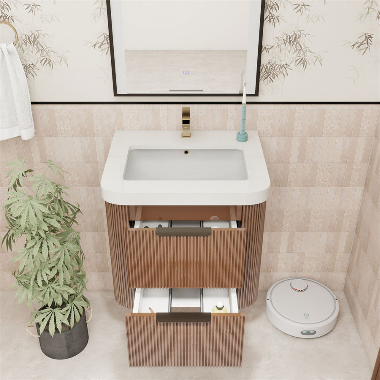 Celine 24" Fluted Floating Bathroom Vanity