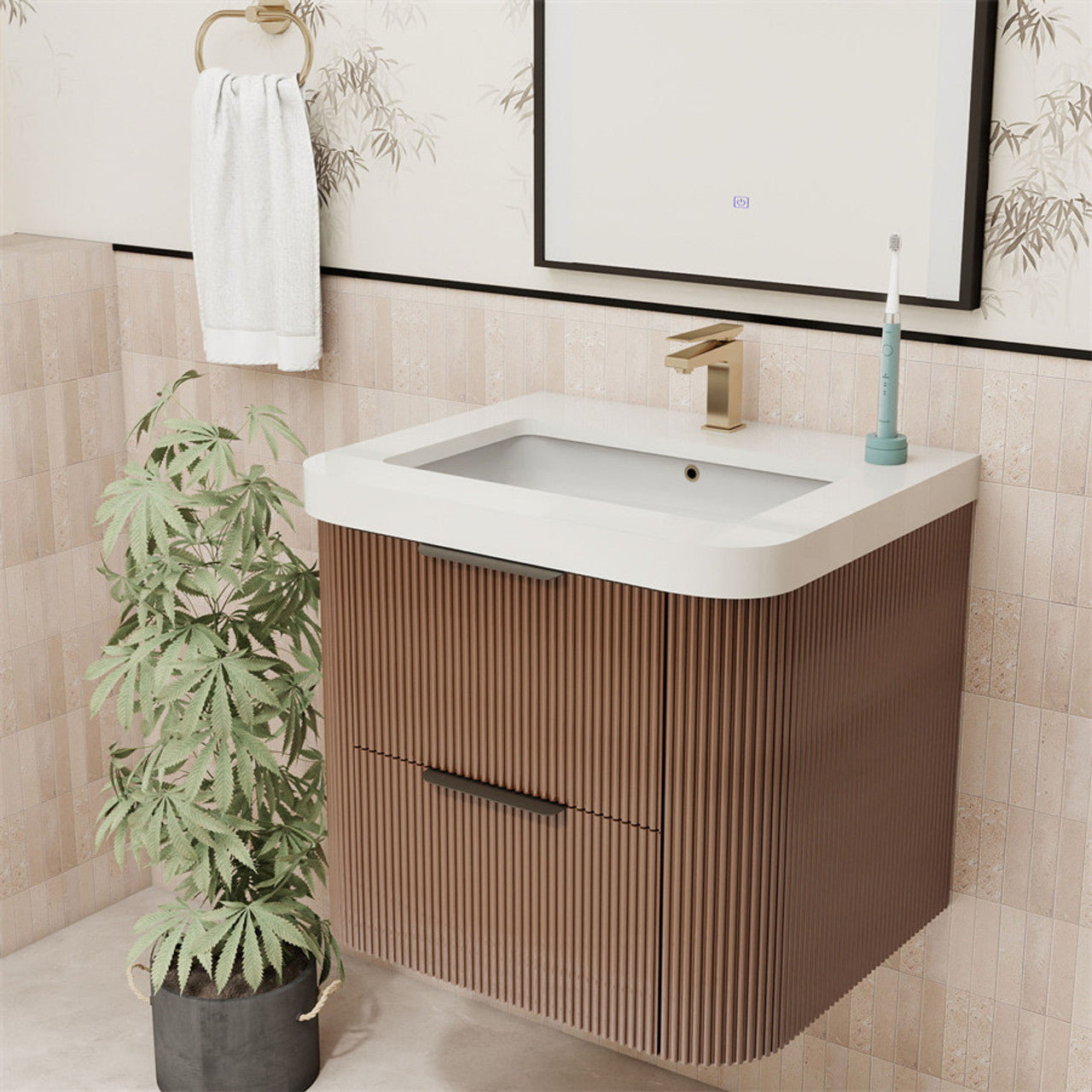 Celine 24" Fluted Floating Bathroom Vanity